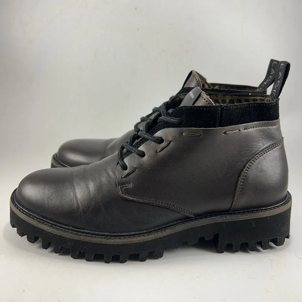 Karl Lagerfeld Paris Chukka Boots Mens Size 7 Brown Leather Chunky Lug Soles